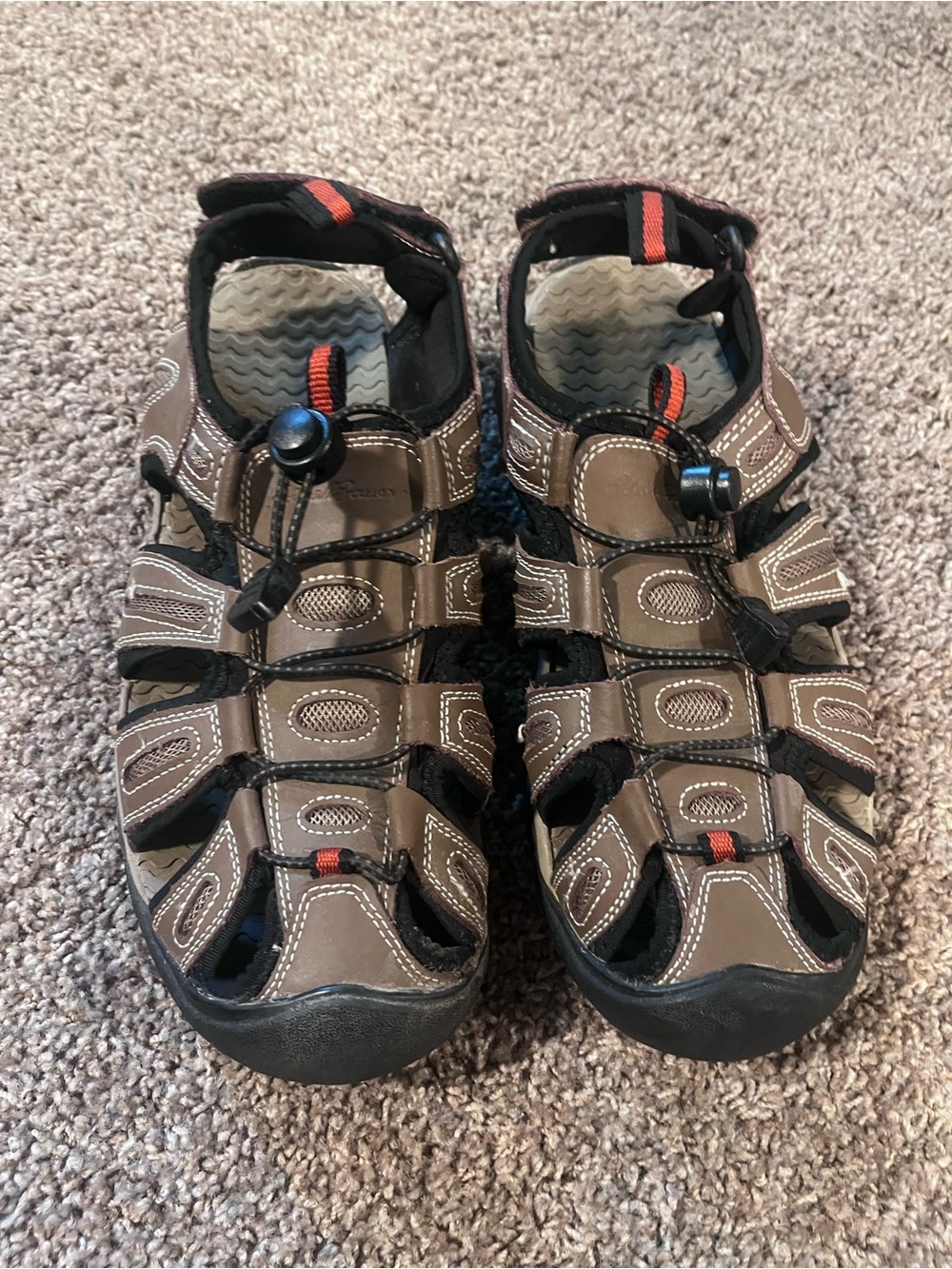 Eddie Bauer Tommy Leather Sandals Mens 9 Bump Toe Water Hiking Brown